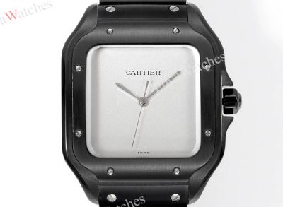THB Factory Cartier Santos White/Black Face Stainless Steel Band 1847 MC Movement Watch